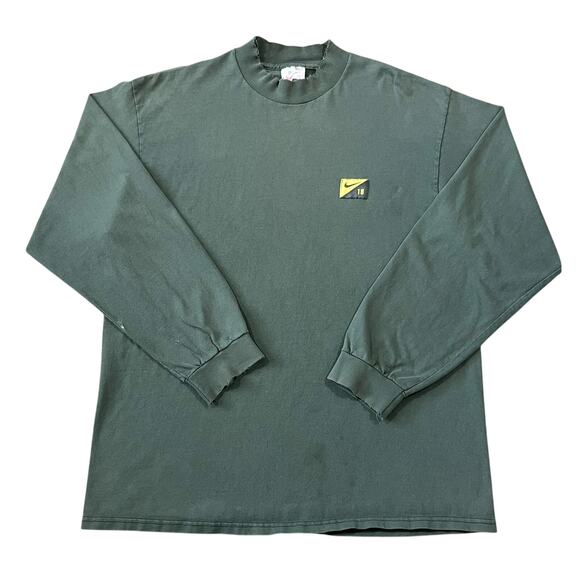 Vintage 90s Nike Mens Green Long Sleeve Shirt Size Large - Picture 1 of 6